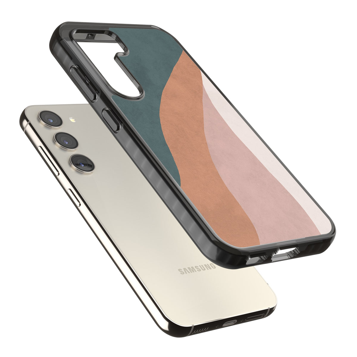 Earthwave Abstract Samsung S22 / Samsung S22 Plus / Samsung S23 / Samsung S23 Plus / Samsung S24 / Samsung S24 Plus Impact Black Phone Case angled