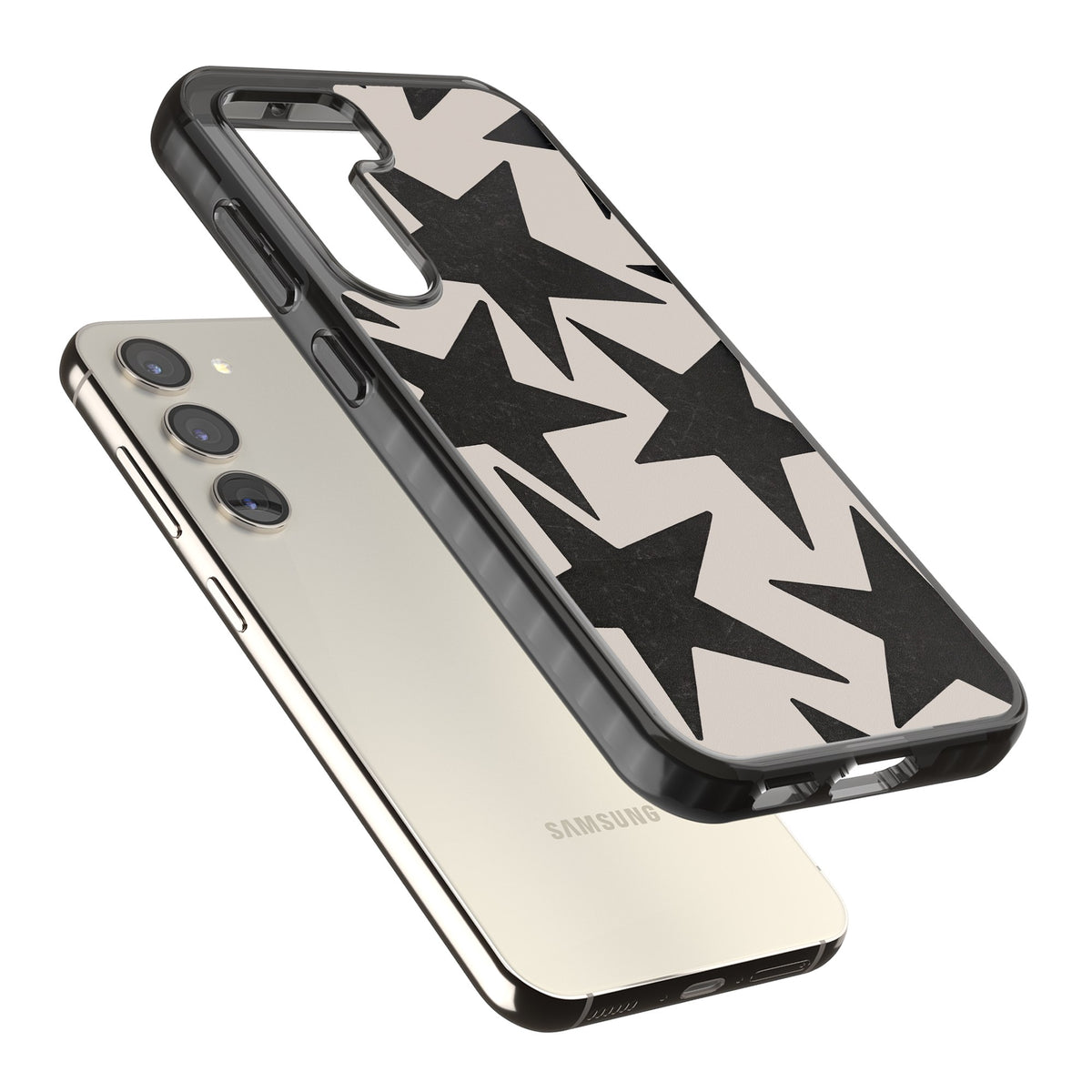 Black Superstars Samsung S22 / Samsung S22 Plus / Samsung S23 / Samsung S23 Plus / Samsung S24 / Samsung S24 Plus Impact Black Phone Case angled