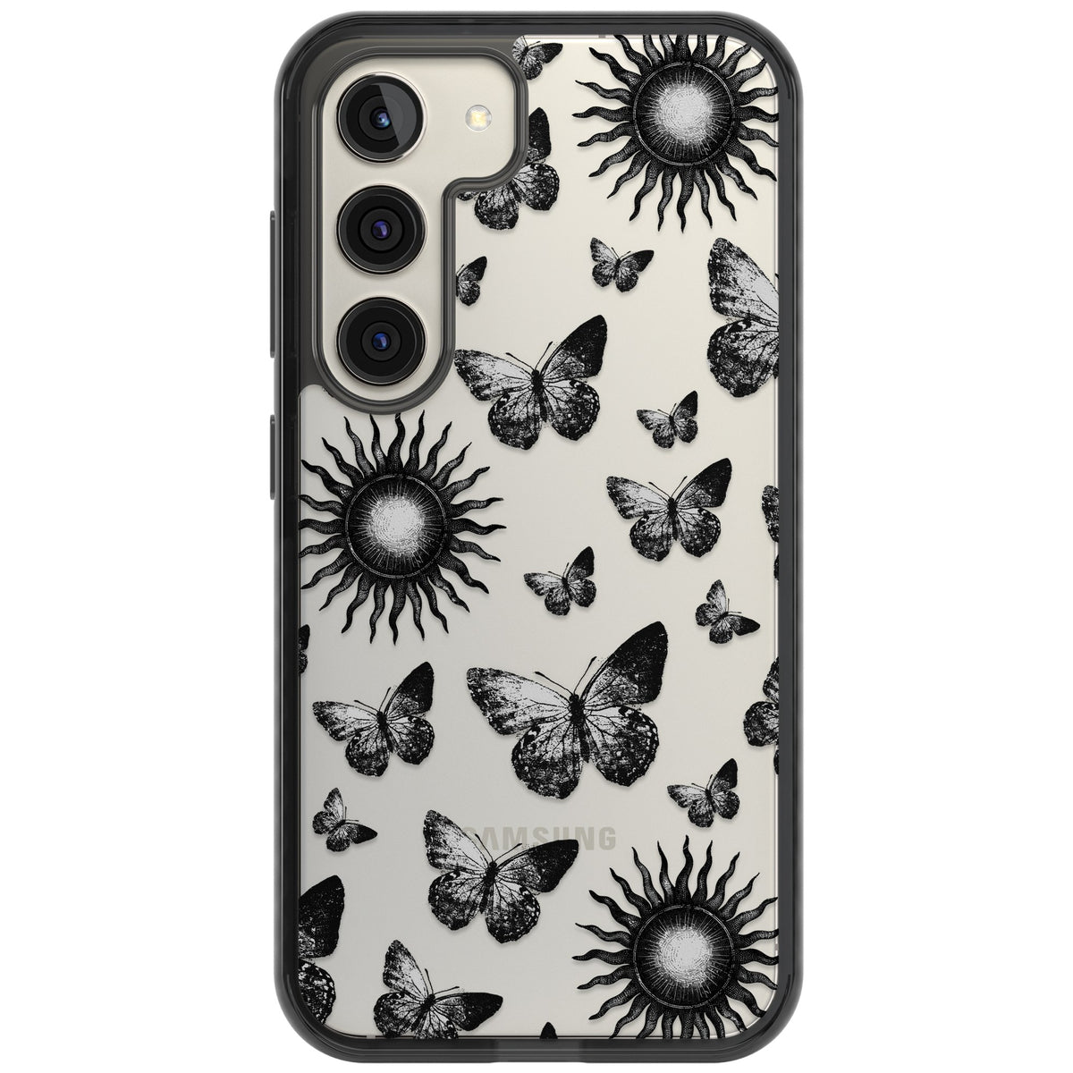 Butterflies Suns Samsung S22 / Samsung S22 Plus / Samsung S23 / Samsung S23 Plus / Samsung S24 / Samsung S24 Plus Impact Black Phone Case front