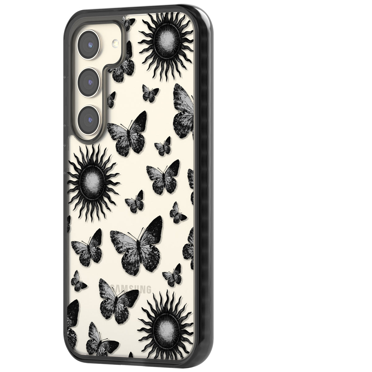 Butterflies Suns Samsung S22 / Samsung S22 Plus / Samsung S23 / Samsung S23 Plus / Samsung S24 / Samsung S24 Plus Impact Black Phone Case side