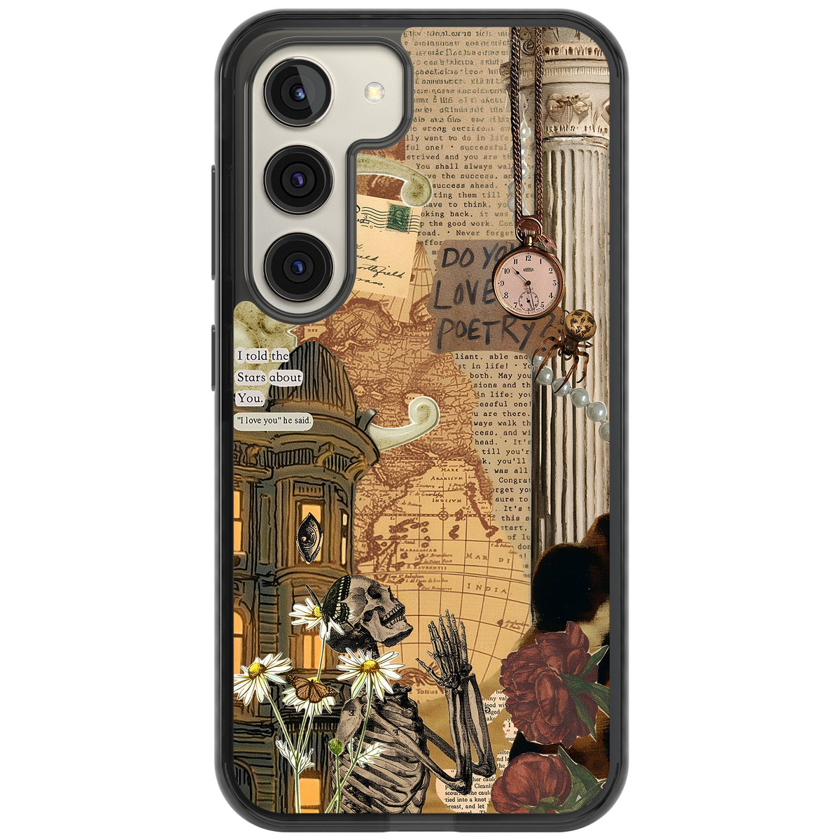 Skeleton Poetry Samsung S22 / Samsung S22 Plus / Samsung S23 / Samsung S23 Plus / Samsung S24 / Samsung S24 Plus Impact Black Phone Case front