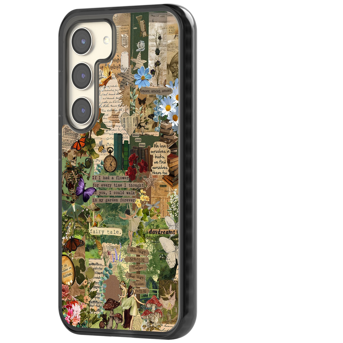 Enchanted Collage Samsung S22 / Samsung S22 Plus / Samsung S23 / Samsung S23 Plus / Samsung S24 / Samsung S24 Plus Impact Black Phone Case side