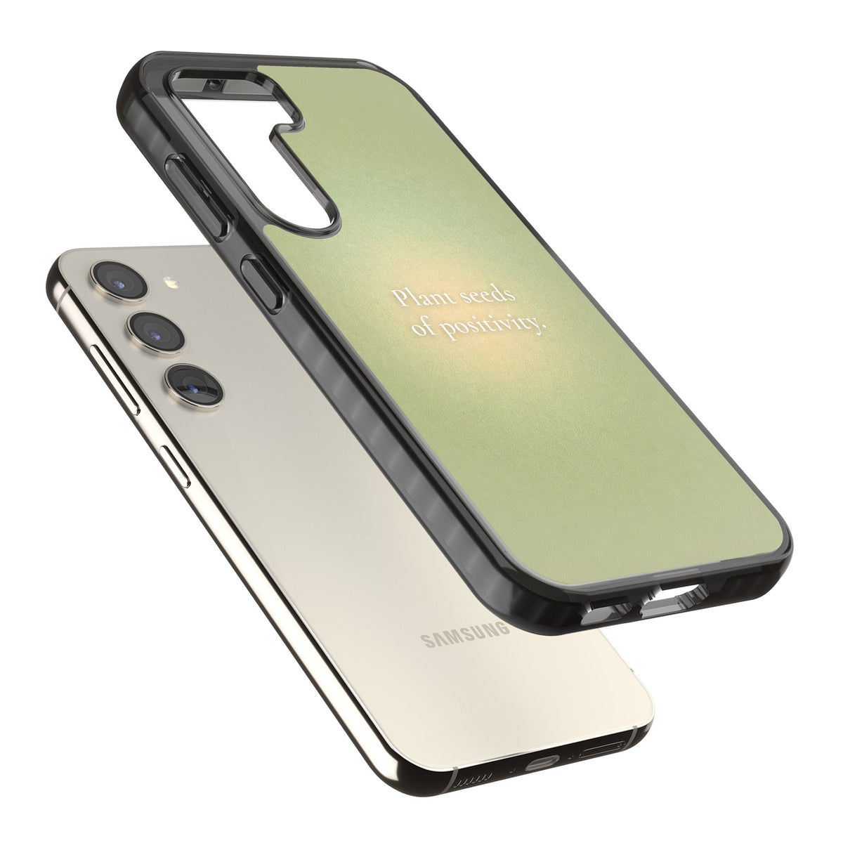 Seeds of Positivity Samsung S22 / Samsung S22 Plus / Samsung S23 / Samsung S23 Plus / Samsung S24 / Samsung S24 Plus Impact Black Phone Case angled