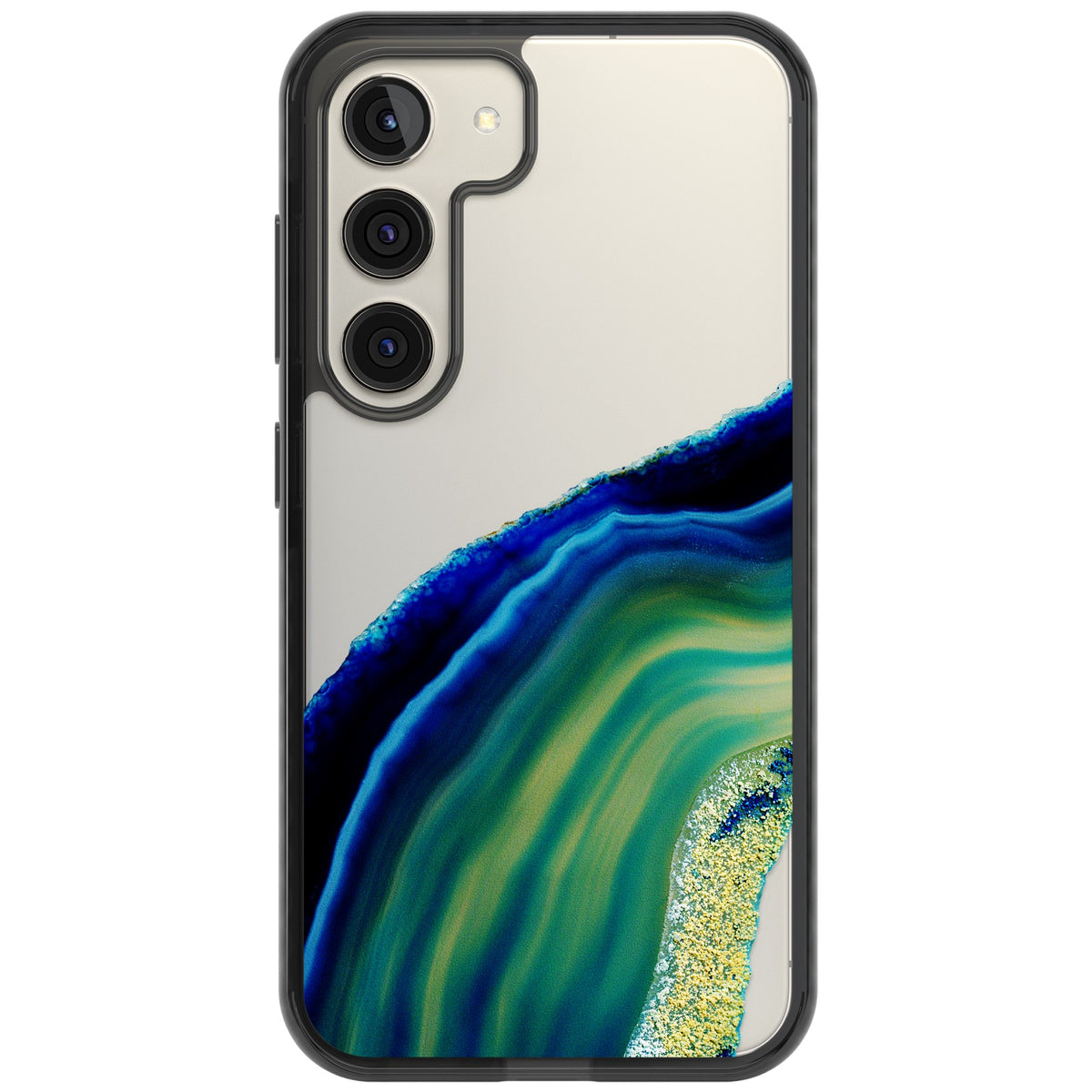 Green & Blue Emerald Geode Samsung S22 / Samsung S22 Plus / Samsung S23 / Samsung S23 Plus / Samsung S24 / Samsung S24 Plus Impact Black Phone Case front
