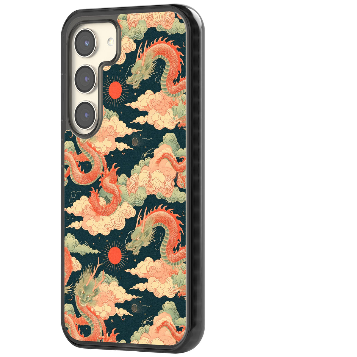 Chinese Dragons Clouds Samsung S22 / Samsung S22 Plus / Samsung S23 / Samsung S23 Plus / Samsung S24 / Samsung S24 Plus Impact Black Phone Case side