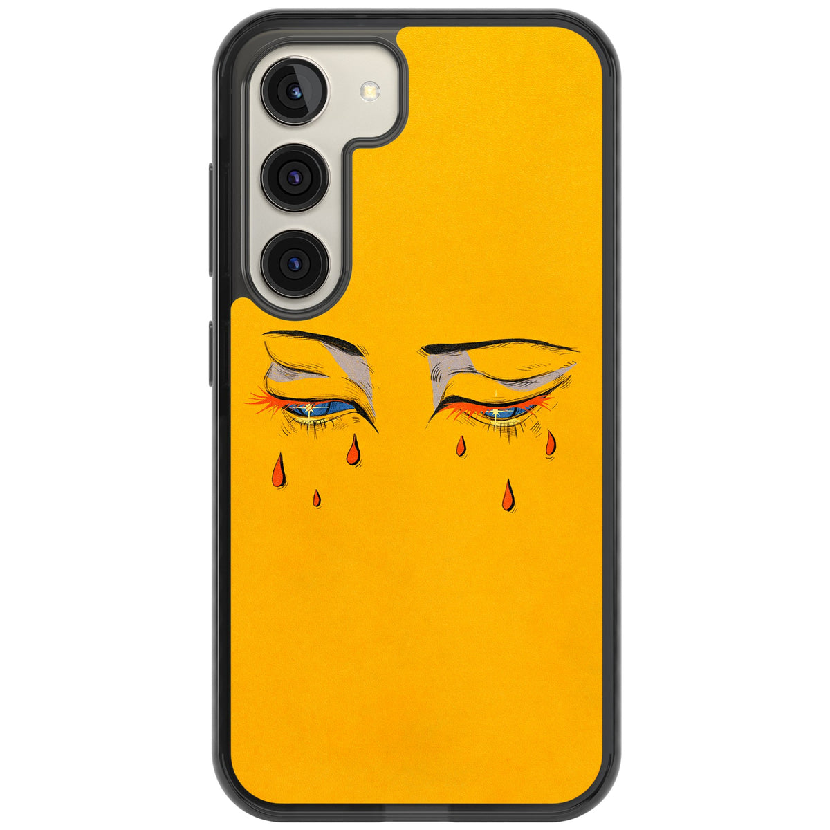 Yellow Tearful Eyes Samsung S22 / Samsung S22 Plus / Samsung S23 / Samsung S23 Plus / Samsung S24 / Samsung S24 Plus Impact Black Phone Case front