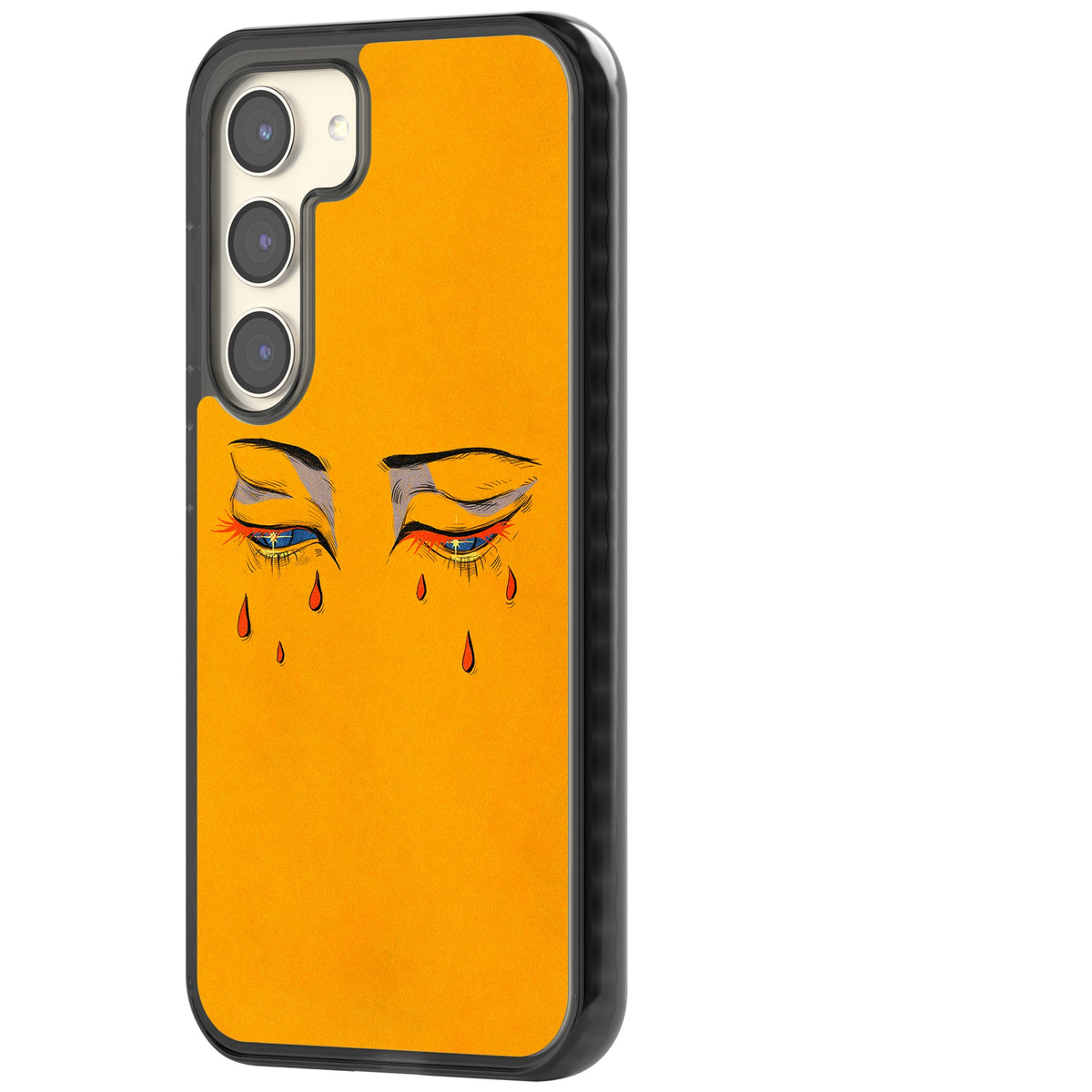 Yellow Tearful Eyes Samsung S22 / Samsung S22 Plus / Samsung S23 / Samsung S23 Plus / Samsung S24 / Samsung S24 Plus Impact Black Phone Case side