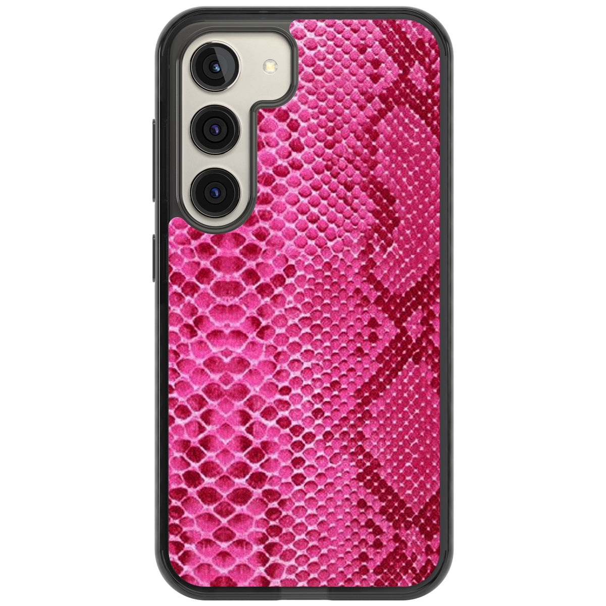 Pink Snakeskin Samsung S22 / Samsung S22 Plus / Samsung S23 / Samsung S23 Plus / Samsung S24 / Samsung S24 Plus Impact Black Phone Case front
