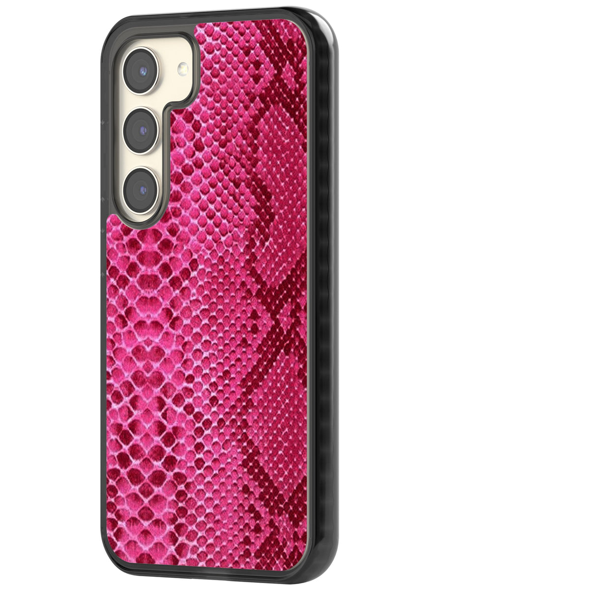 Pink Snakeskin Samsung S22 / Samsung S22 Plus / Samsung S23 / Samsung S23 Plus / Samsung S24 / Samsung S24 Plus Impact Black Phone Case side