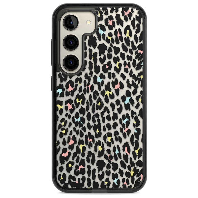 Mixed Pastels Leopard Print - Transparent Phone Case Samsung S22 / Black Impact Case,Samsung S23 / Black Impact Case Blanc Space
