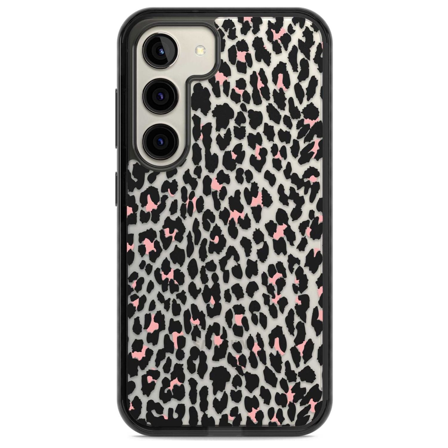 Light Pink Leopard Print - Transparent Phone Case Samsung S22 / Black Impact Case,Samsung S23 / Black Impact Case Blanc Space
