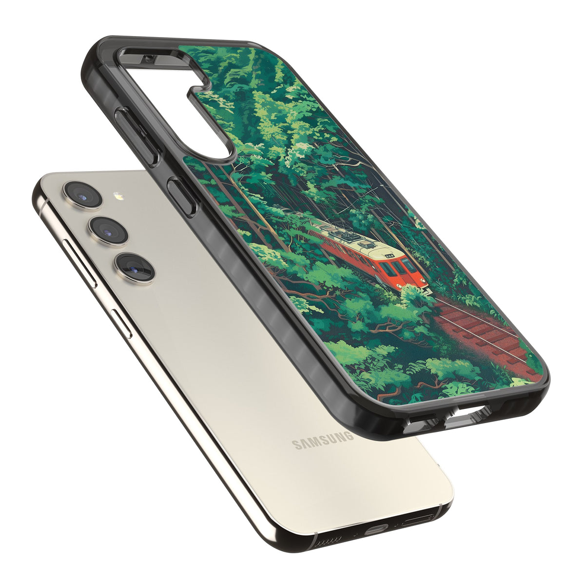 Railway In Toyama Samsung S22 / Samsung S22 Plus / Samsung S23 / Samsung S23 Plus / Samsung S24 / Samsung S24 Plus Impact Black Phone Case angled