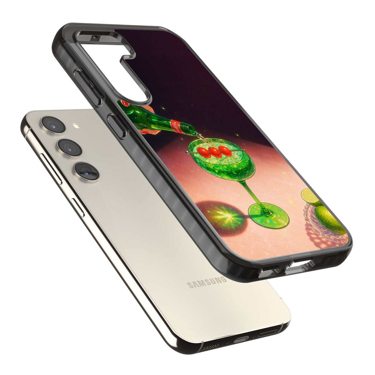 Absinthe Hour Samsung S22 / Samsung S22 Plus / Samsung S23 / Samsung S23 Plus / Samsung S24 / Samsung S24 Plus Impact Black Phone Case angled