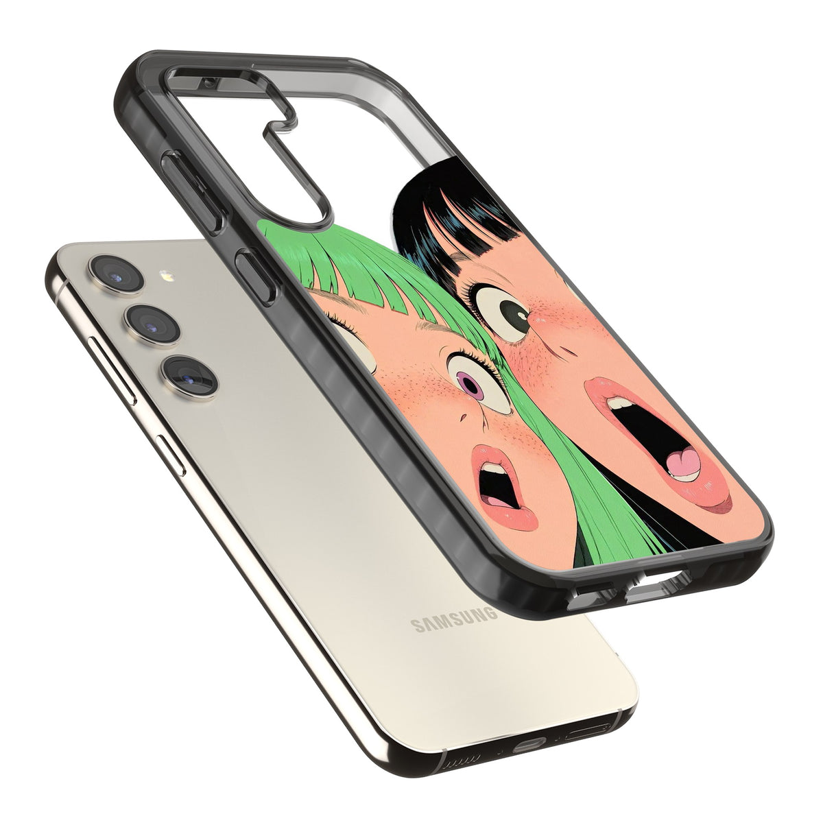 Gasp Samsung S22 / Samsung S22 Plus / Samsung S23 / Samsung S23 Plus / Samsung S24 / Samsung S24 Plus Impact Black Phone Case angled