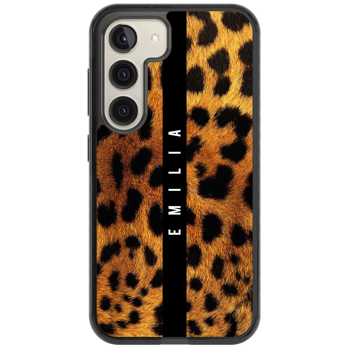 Leopard Print Samsung S22 / Samsung S22 Plus / Samsung S23 / Samsung S23 Plus / Samsung S24 / Samsung S24 Plus Impact Black Phone Case front