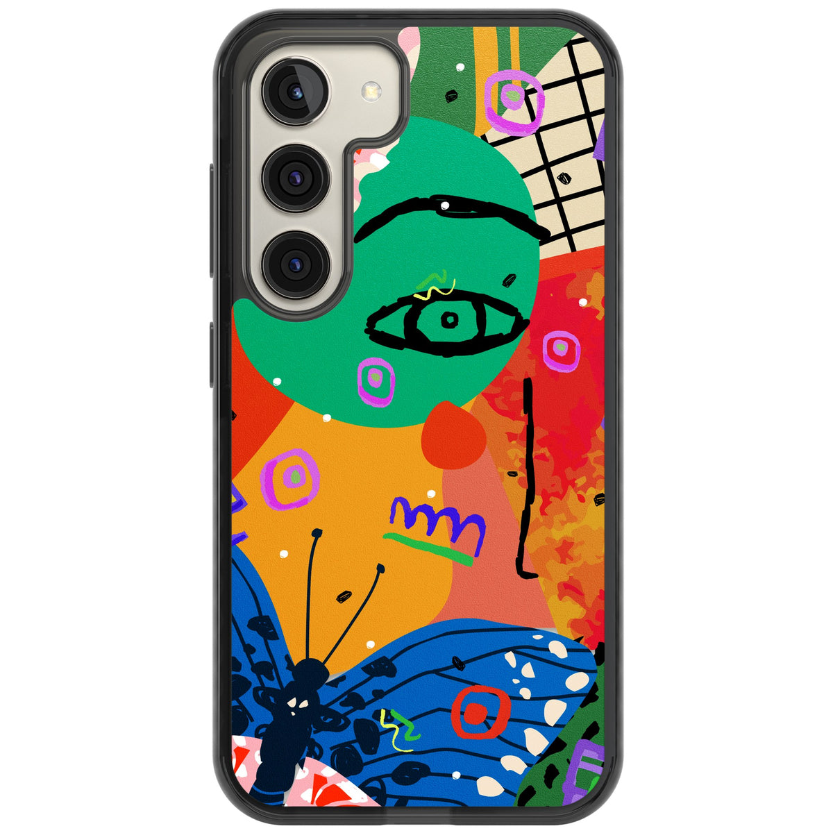 Abstract Butterfly Samsung S22 / Samsung S22 Plus / Samsung S23 / Samsung S23 Plus / Samsung S24 / Samsung S24 Plus Impact Black Phone Case front