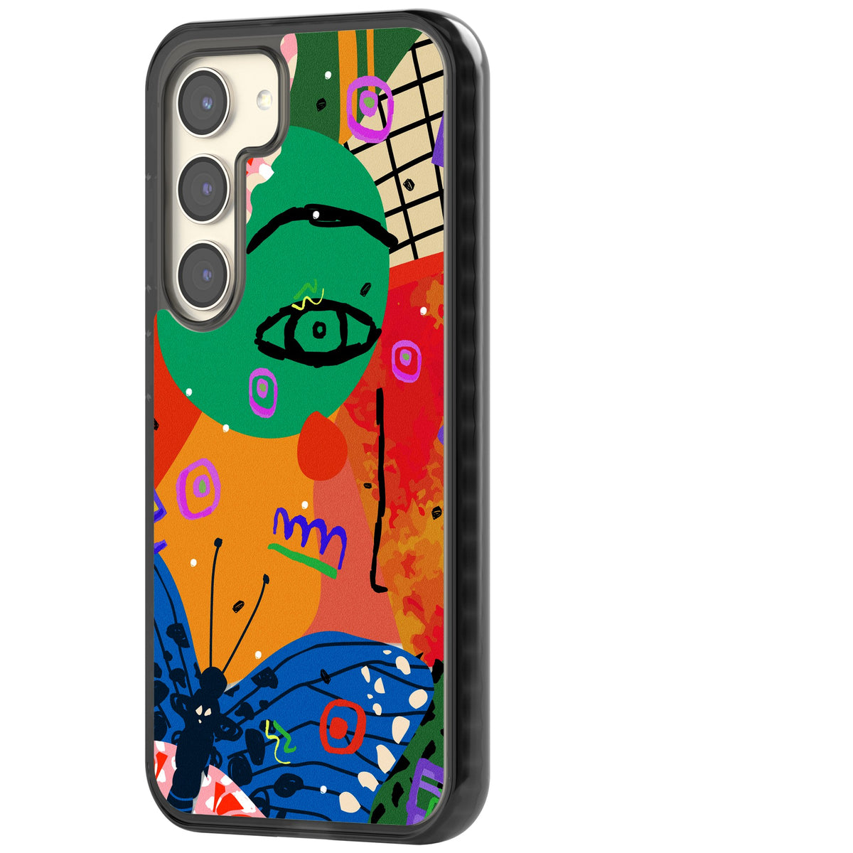 Abstract Butterfly Samsung S22 / Samsung S22 Plus / Samsung S23 / Samsung S23 Plus / Samsung S24 / Samsung S24 Plus Impact Black Phone Case side
