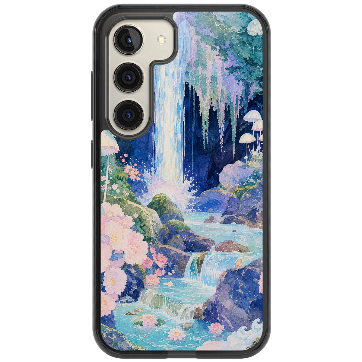Mystic Waterfall Samsung S22 / Samsung S22 Plus / Samsung S23 / Samsung S23 Plus / Samsung S24 / Samsung S24 Plus Impact Black Phone Case front