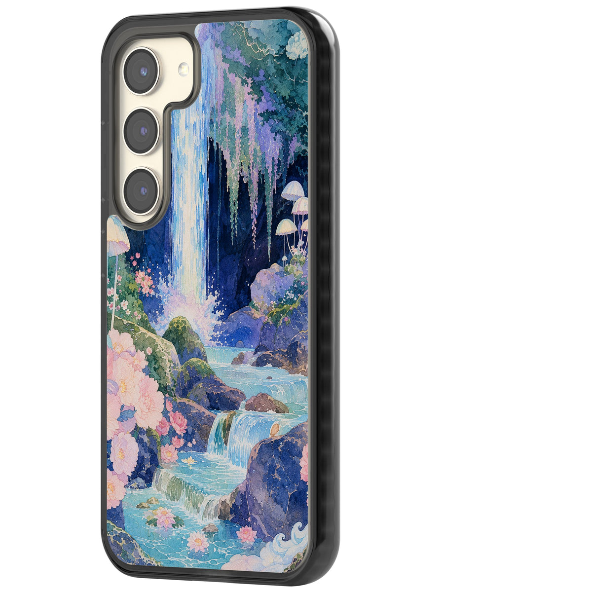 Mystic Waterfall Samsung S22 / Samsung S22 Plus / Samsung S23 / Samsung S23 Plus / Samsung S24 / Samsung S24 Plus Impact Black Phone Case side