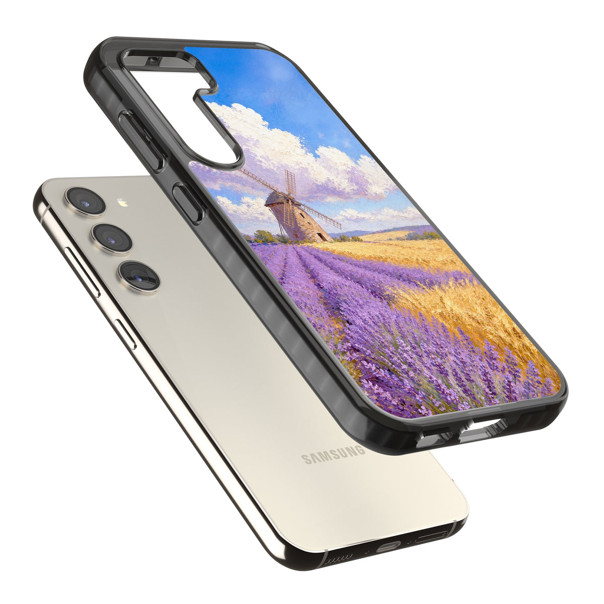 Lavender Mill Samsung S22 / Samsung S22 Plus / Samsung S23 / Samsung S23 Plus / Samsung S24 / Samsung S24 Plus Impact Black Phone Case angled