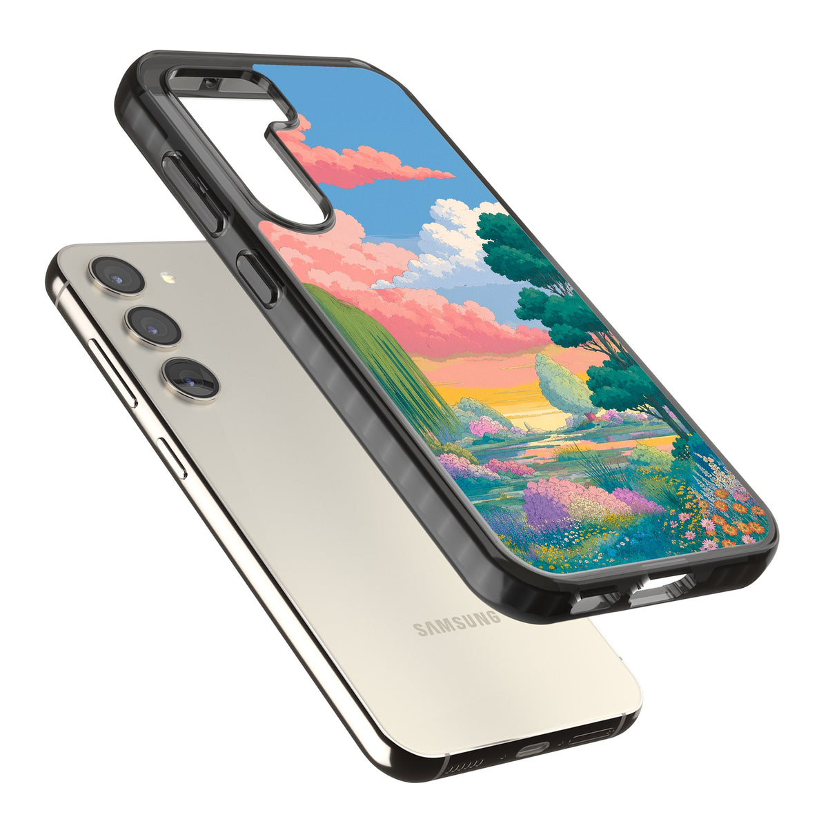 Dream Valley Samsung S22 / Samsung S22 Plus / Samsung S23 / Samsung S23 Plus / Samsung S24 / Samsung S24 Plus Impact Black Phone Case angled