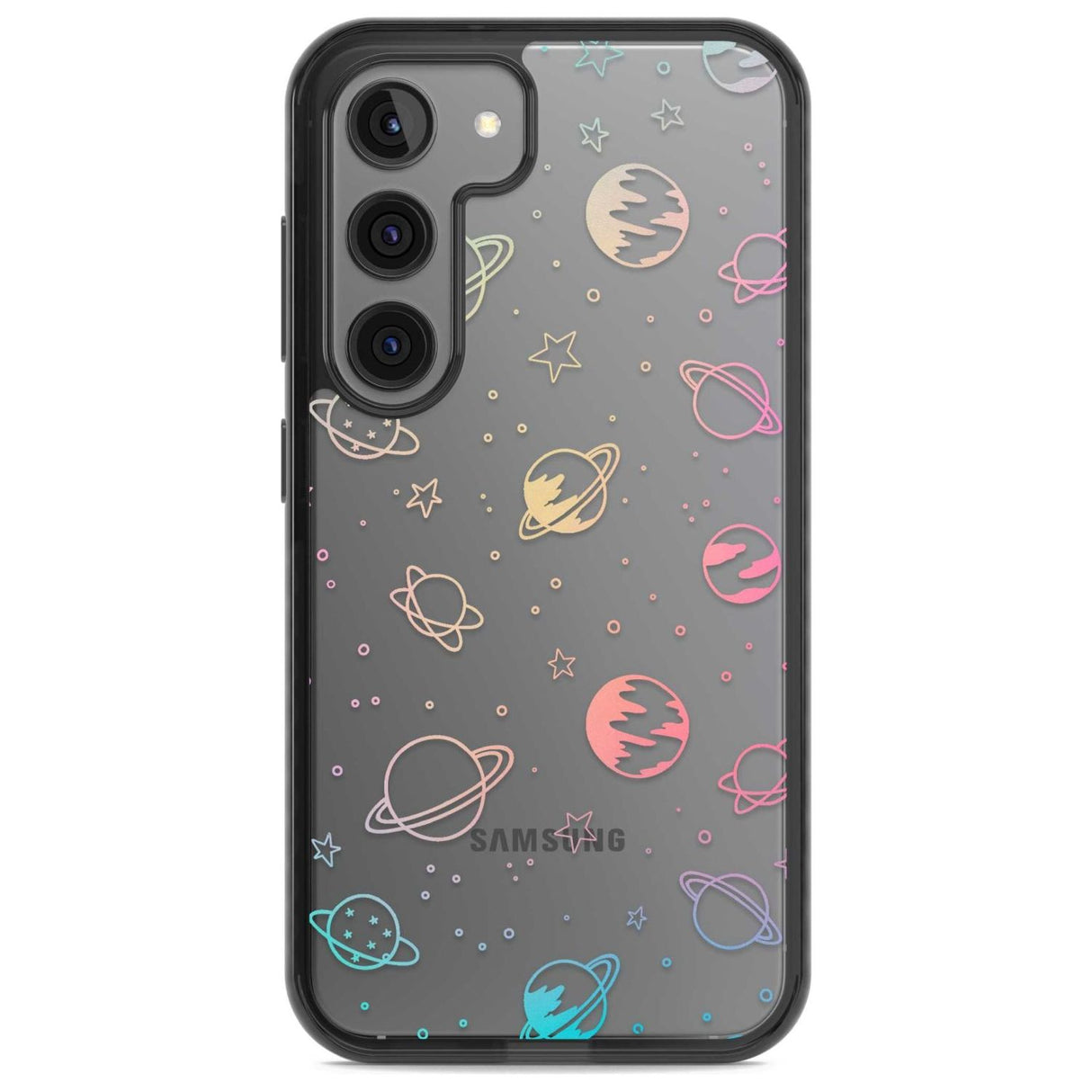 Cosmic Outer Space Design Pastels on Clear Phone Case Samsung S22 / Black Impact Case,Samsung S23 / Black Impact Case Blanc Space