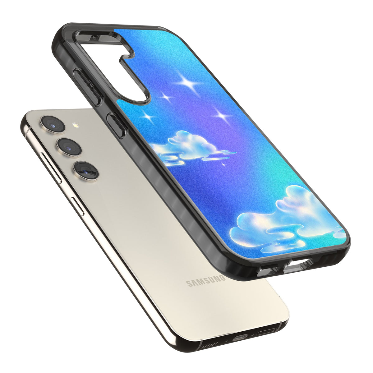 Aurora Samsung S22 / Samsung S22 Plus / Samsung S23 / Samsung S23 Plus / Samsung S24 / Samsung S24 Plus Impact Black Phone Case angled
