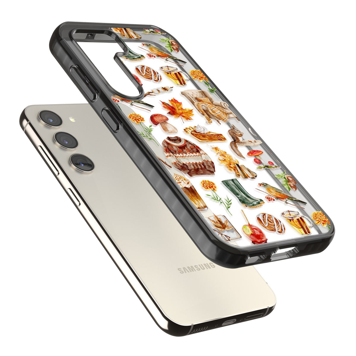 Autumn Anthology Samsung S22 / Samsung S22 Plus / Samsung S23 / Samsung S23 Plus / Samsung S24 / Samsung S24 Plus Impact Black Phone Case angled