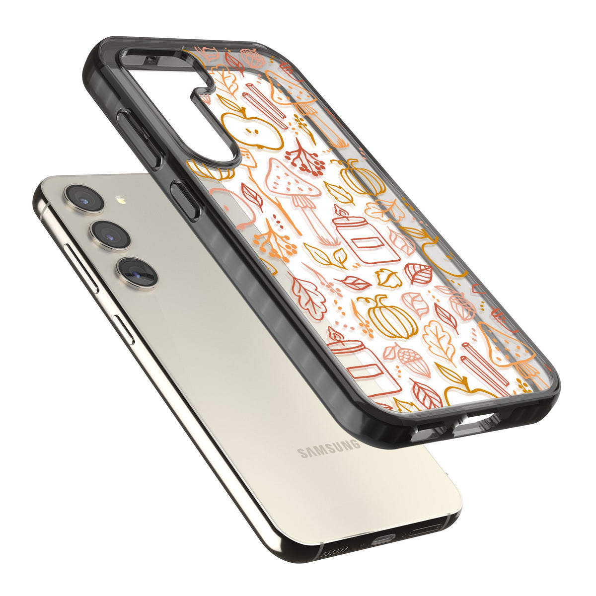Autumn Line Pattern Samsung S22 / Samsung S22 Plus / Samsung S23 / Samsung S23 Plus / Samsung S24 / Samsung S24 Plus Impact Black Phone Case angled