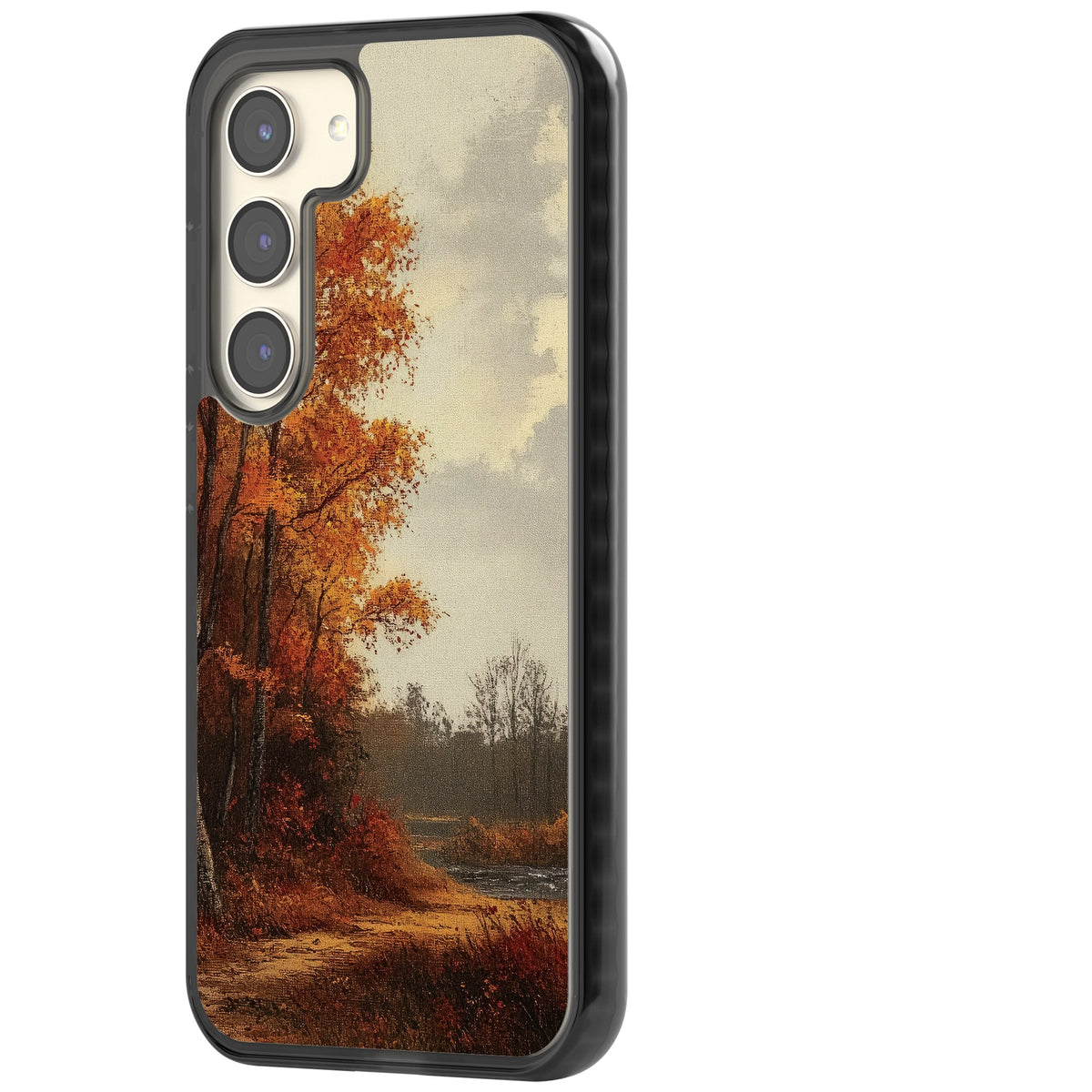 Vintage Autumn Oil Painting Samsung S22 / Samsung S22 Plus / Samsung S23 / Samsung S23 Plus / Samsung S24 / Samsung S24 Plus Impact Black Phone Case side