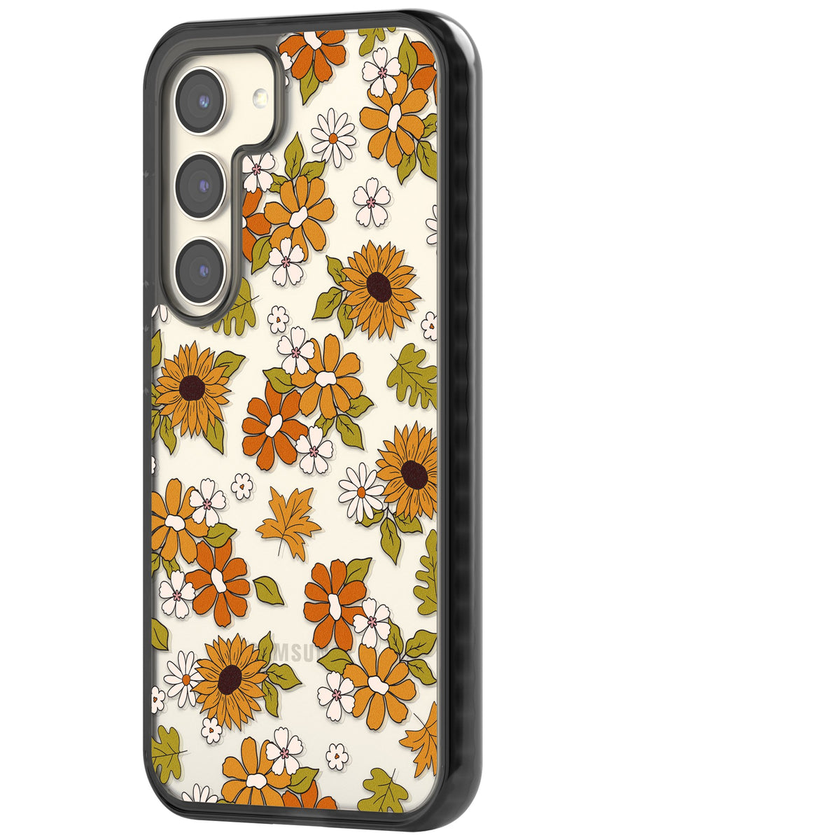 Boho Sunflowers Samsung S22 / Samsung S22 Plus / Samsung S23 / Samsung S23 Plus / Samsung S24 / Samsung S24 Plus Impact Black Phone Case side