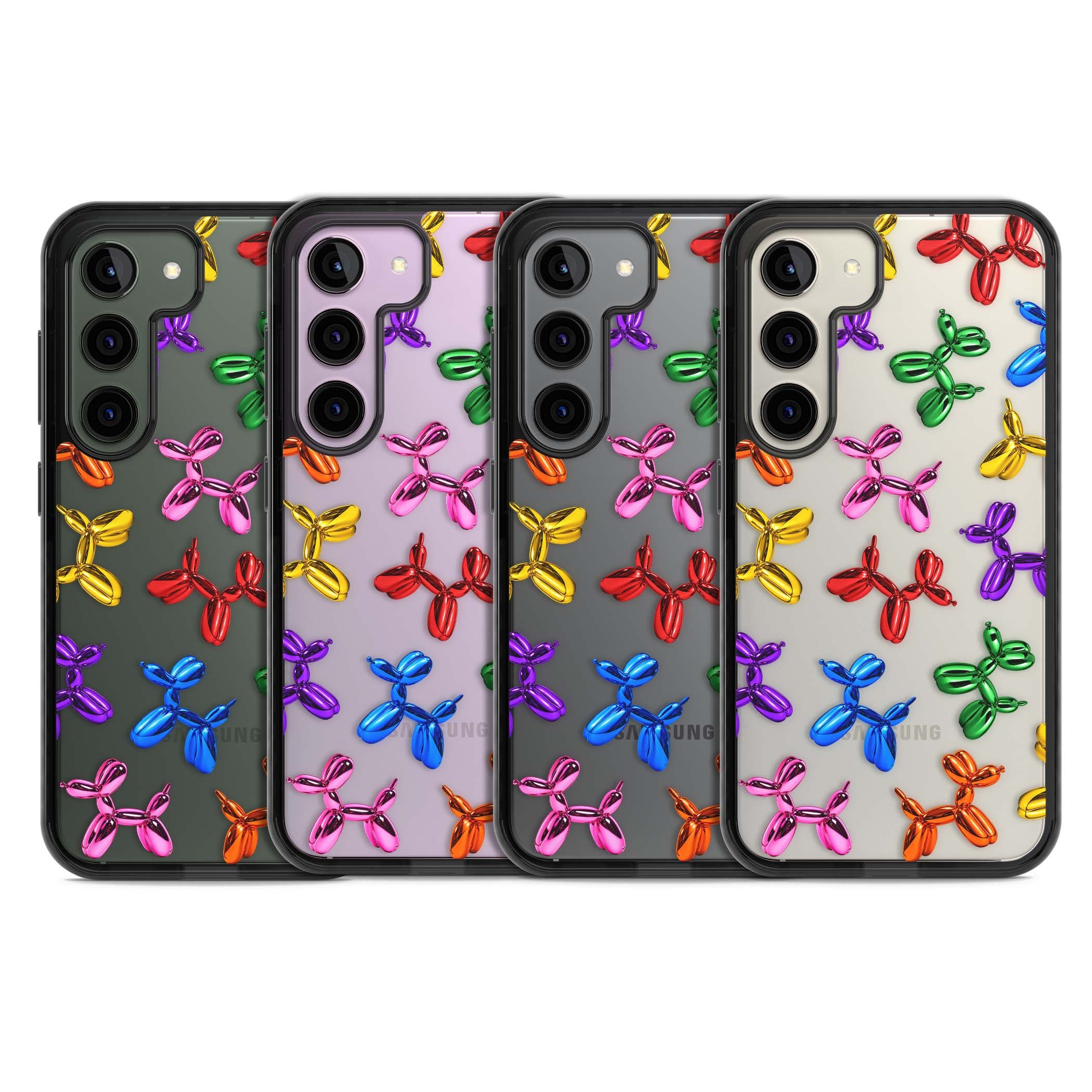 Balloon Dogs pop art iPhone case featuring rainbow chrome balloon dogs in Jeff Koons style | Black Impact case for Samsung Galaxy S24, Samsung Galaxy S23, Samsung Galaxy S22