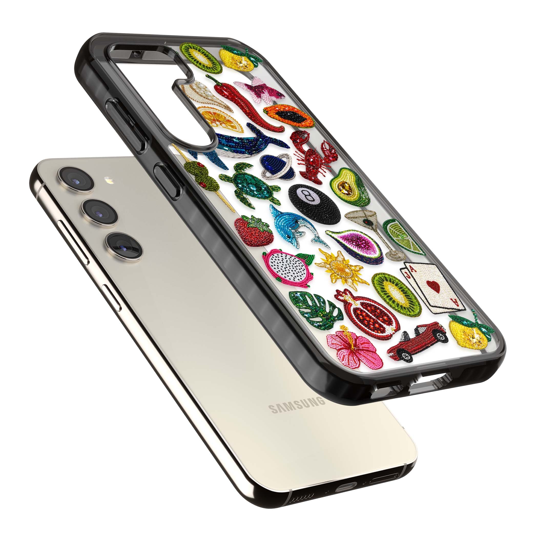 Beaded Mix cute iPhone case | Black Impact case for Samsung Galaxy S24, Samsung Galaxy S23, Samsung Galaxy S22