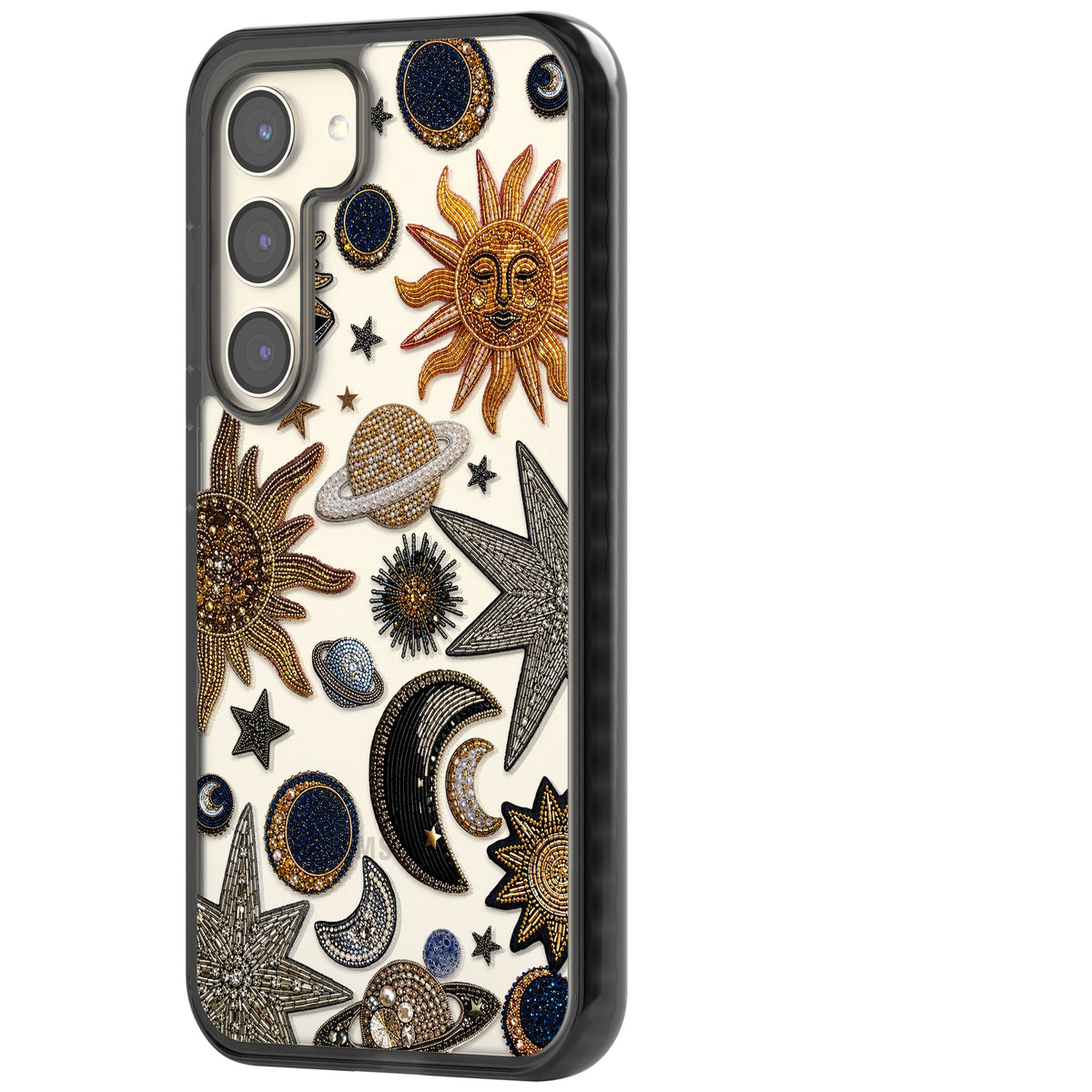 Beaded Cosmos Samsung S22 / Samsung S22 Plus / Samsung S23 / Samsung S23 Plus / Samsung S24 / Samsung S24 Plus Impact Black Phone Case side