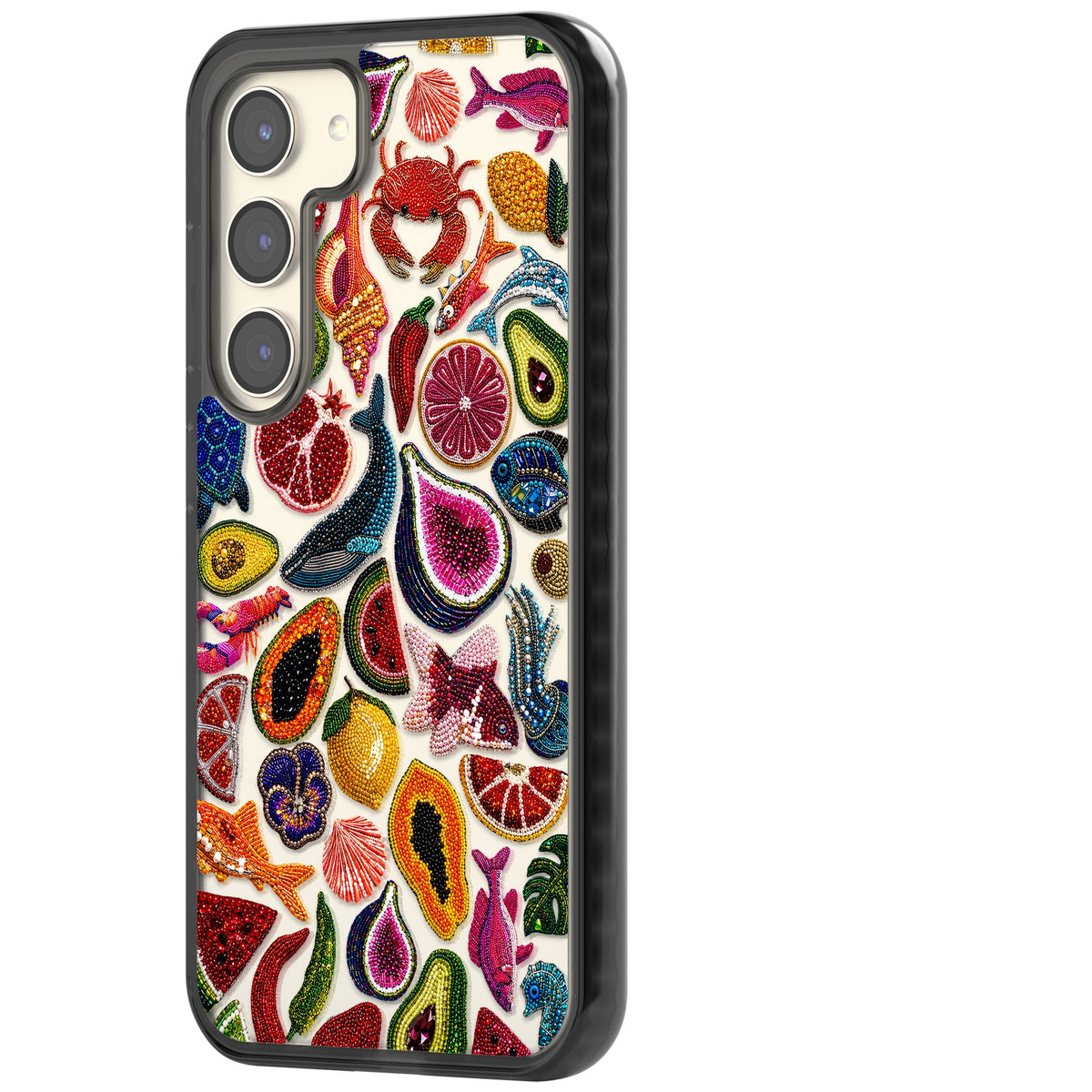Beaded Tropic Samsung S22 / Samsung S22 Plus / Samsung S23 / Samsung S23 Plus / Samsung S24 / Samsung S24 Plus Impact Black Phone Case side