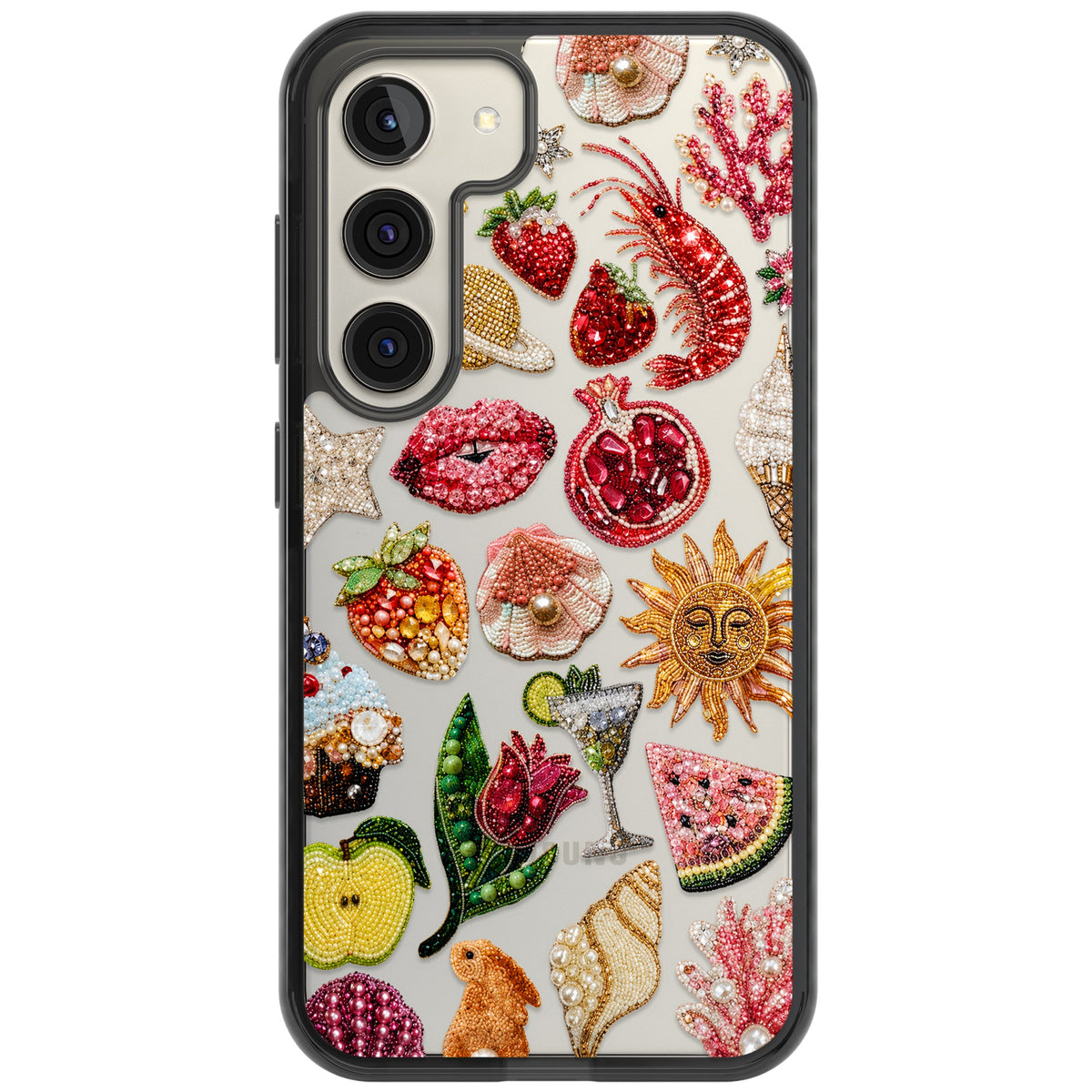 Beaded Riviera Samsung S22 / Samsung S22 Plus / Samsung S23 / Samsung S23 Plus / Samsung S24 / Samsung S24 Plus Impact Black Phone Case front