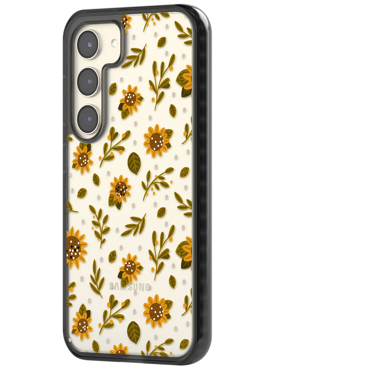 Bees & Sunflowers Samsung S22 / Samsung S22 Plus / Samsung S23 / Samsung S23 Plus / Samsung S24 / Samsung S24 Plus Impact Black Phone Case side