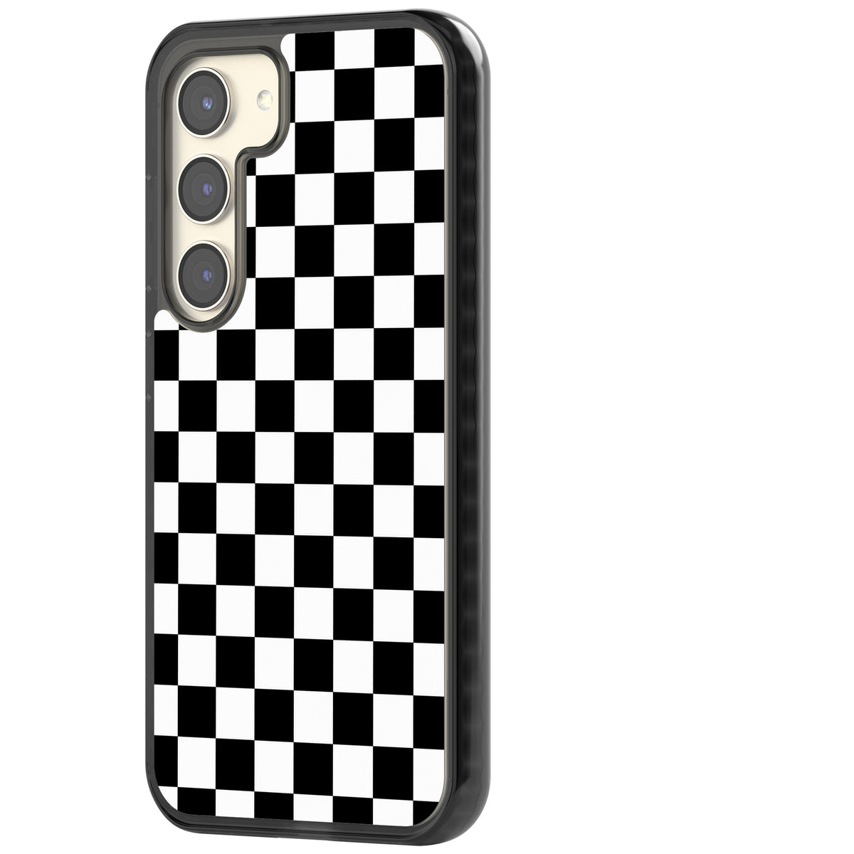 Checkerboard Samsung S22 / Samsung S22 Plus / Samsung S23 / Samsung S23 Plus / Samsung S24 / Samsung S24 Plus Impact Black Phone Case side