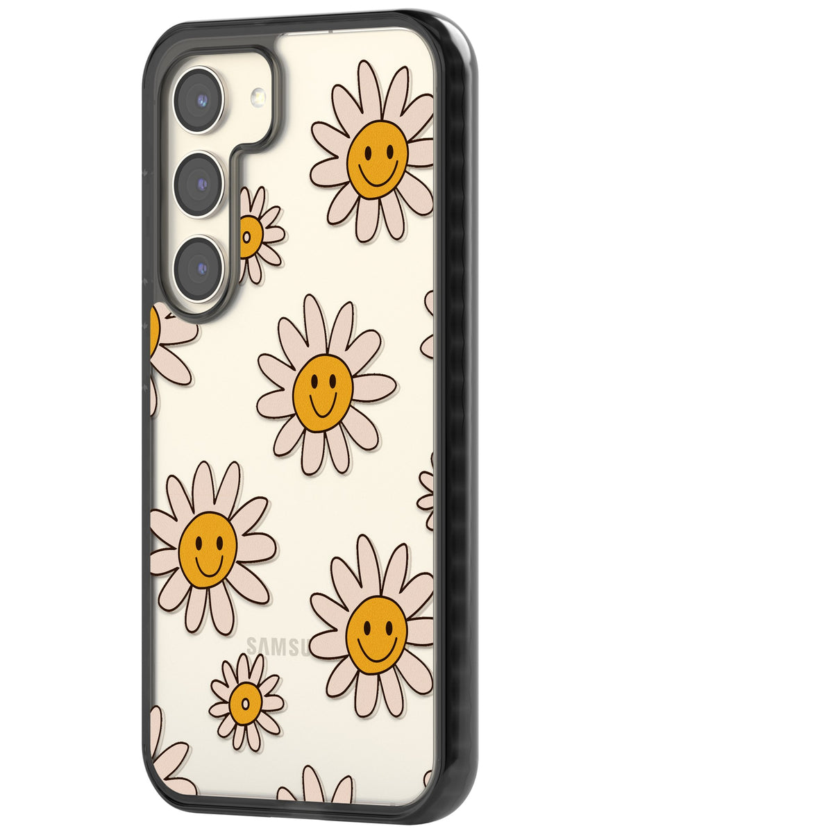 Daisy Faces Samsung S22 / Samsung S22 Plus / Samsung S23 / Samsung S23 Plus / Samsung S24 / Samsung S24 Plus Impact Black Phone Case side