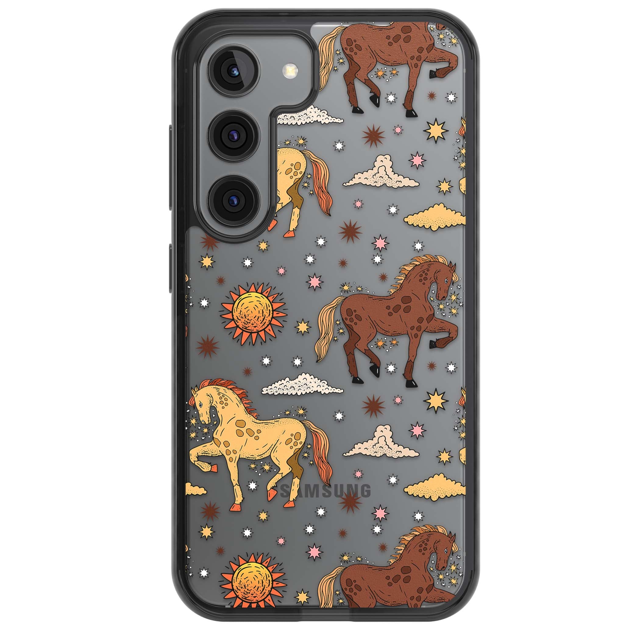 Elevate Your Phone'S Style With This Boho Celestial Sun & Eye Phone Case, Featuring A Mystical Blend Of Suns, All-Seeing Eyes, Butterflies, Stars, And
