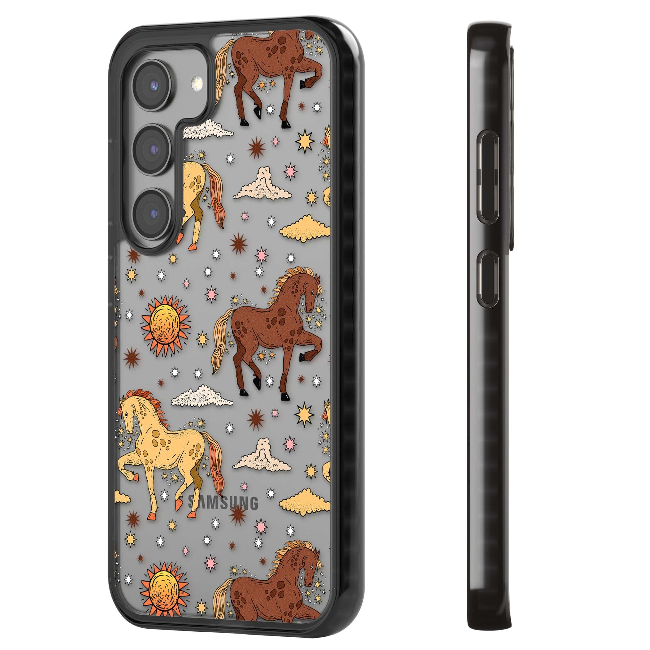 Elevate Your Phone'S Style With This Boho Celestial Sun & Eye Phone Case, Featuring A Mystical Blend Of Suns, All-Seeing Eyes, Butterflies, Stars, And