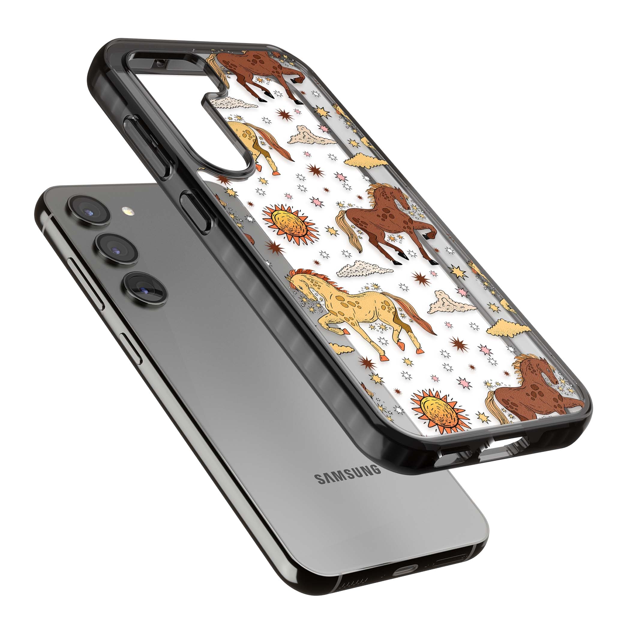 Elevate Your Phone'S Style With This Boho Celestial Sun & Eye Phone Case, Featuring A Mystical Blend Of Suns, All-Seeing Eyes, Butterflies, Stars, And