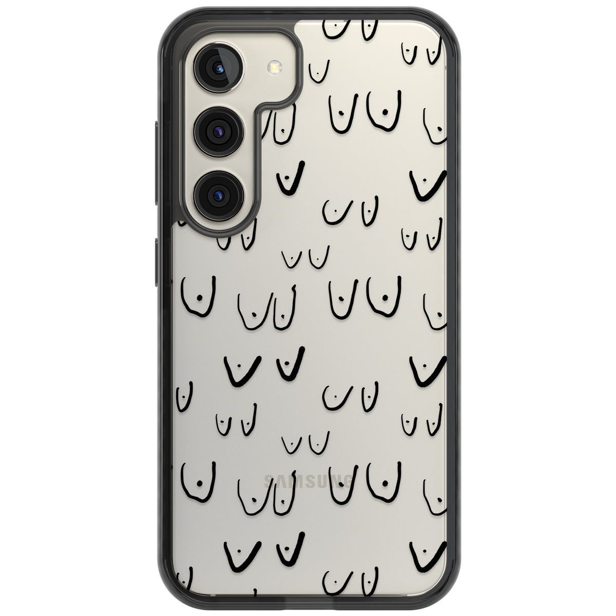 Boob Pattern (Black) Samsung S22 / Samsung S22 Plus / Samsung S23 / Samsung S23 Plus / Samsung S24 / Samsung S24 Plus Impact Black Phone Case front