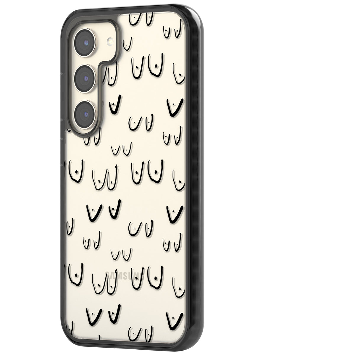 Boob Pattern (Black) Samsung S22 / Samsung S22 Plus / Samsung S23 / Samsung S23 Plus / Samsung S24 / Samsung S24 Plus Impact Black Phone Case side