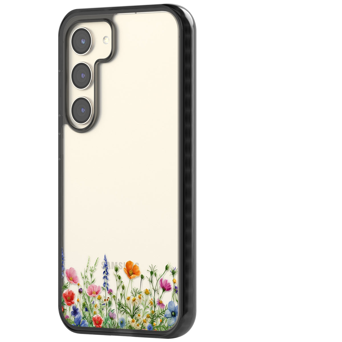 Minimal Wildflowers Samsung S22 / Samsung S22 Plus / Samsung S23 / Samsung S23 Plus / Samsung S24 / Samsung S24 Plus Impact Black Phone Case side