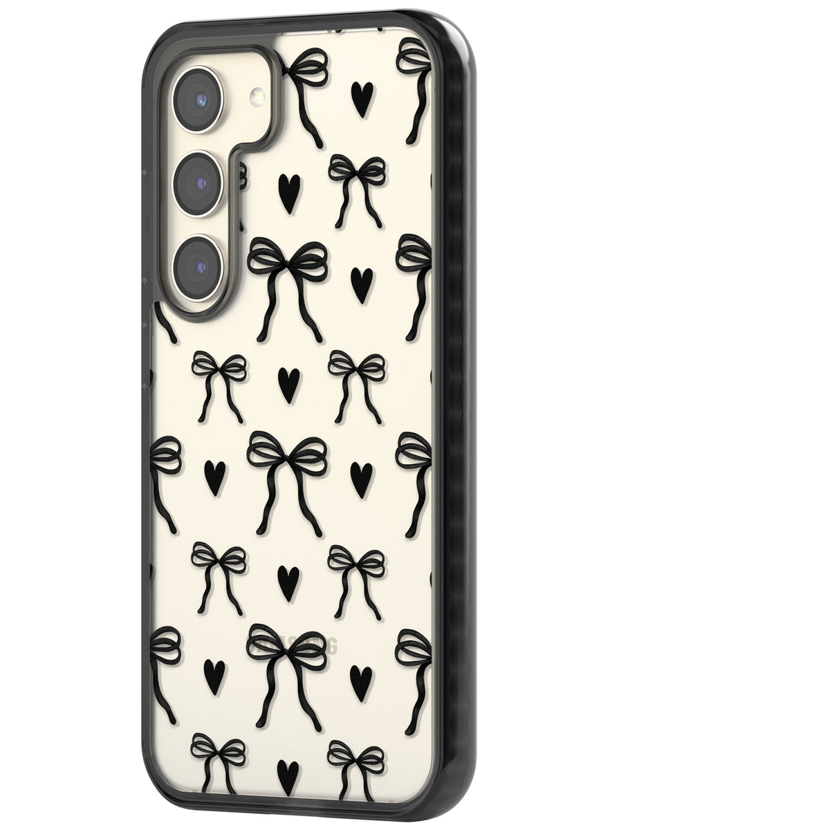 Black Bows & Hearts Samsung S22 / Samsung S22 Plus / Samsung S23 / Samsung S23 Plus / Samsung S24 / Samsung S24 Plus Impact Black Phone Case side