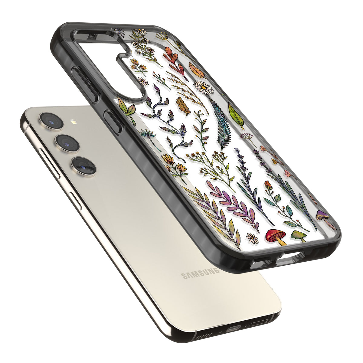 Autumn Wildflowers Samsung S22 / Samsung S22 Plus / Samsung S23 / Samsung S23 Plus / Samsung S24 / Samsung S24 Plus Impact Black Phone Case angled