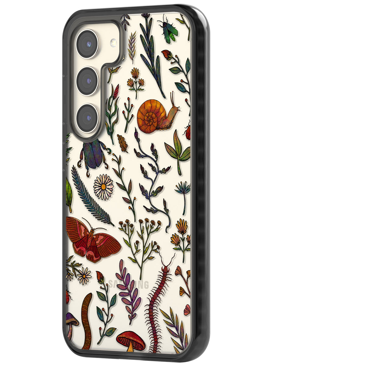 Bugs & Wildflowers Samsung S22 / Samsung S22 Plus / Samsung S23 / Samsung S23 Plus / Samsung S24 / Samsung S24 Plus Impact Black Phone Case side