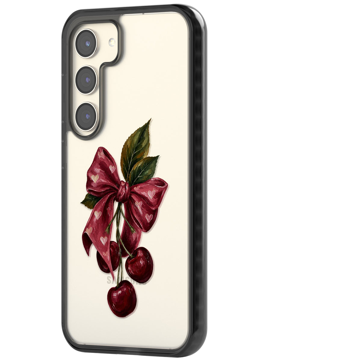 Cherry Sonnet Samsung S22 / Samsung S22 Plus / Samsung S23 / Samsung S23 Plus / Samsung S24 / Samsung S24 Plus Impact Black Phone Case side