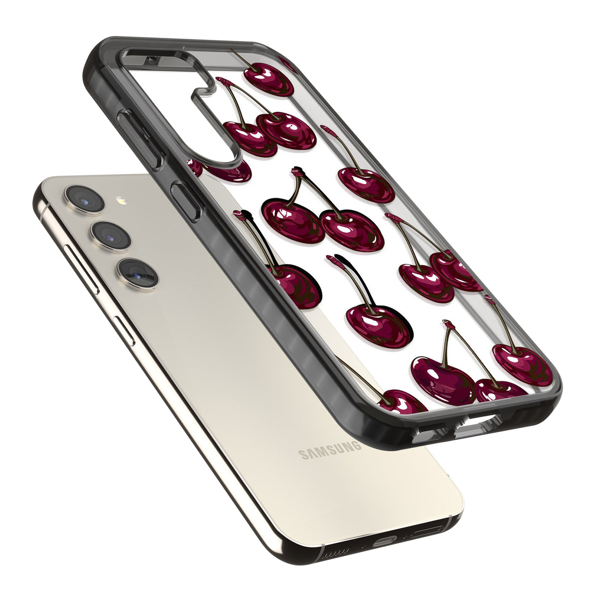 Cherry Wine Samsung S22 / Samsung S22 Plus / Samsung S23 / Samsung S23 Plus / Samsung S24 / Samsung S24 Plus Impact Black Phone Case angled
